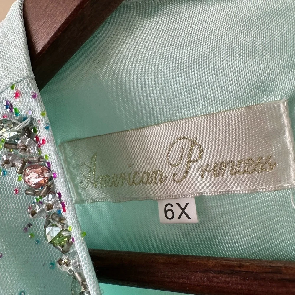 New Nordstrom American Princess Mint Green Sequin Dress Little Girl Size 6